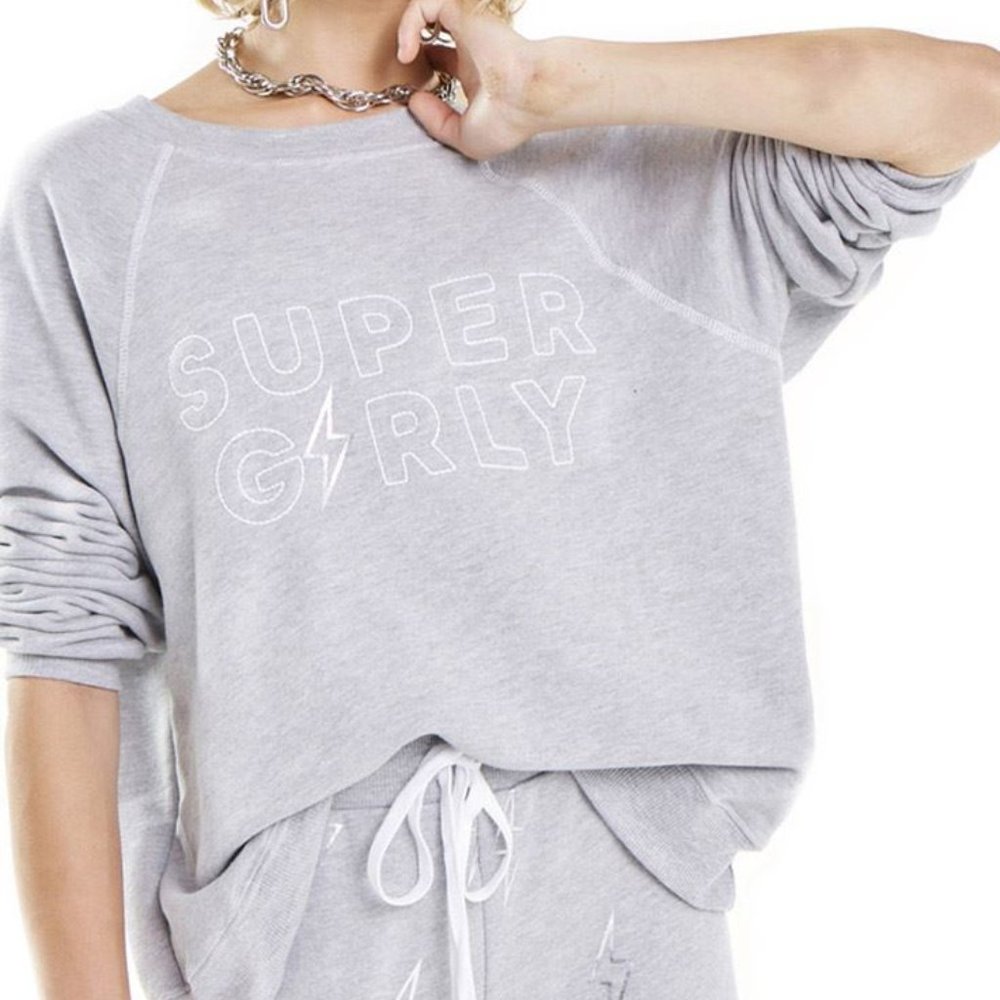 NEW Wildfox Raglan Sleeve grey pullover sweatshirt